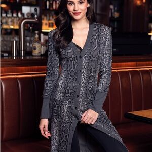 Jean Paul Gaultier Gray Cardigan with Snake Print